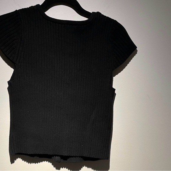 GAP Black Ribbed Button-Up Cardigan Tee - Picture 4 of 4